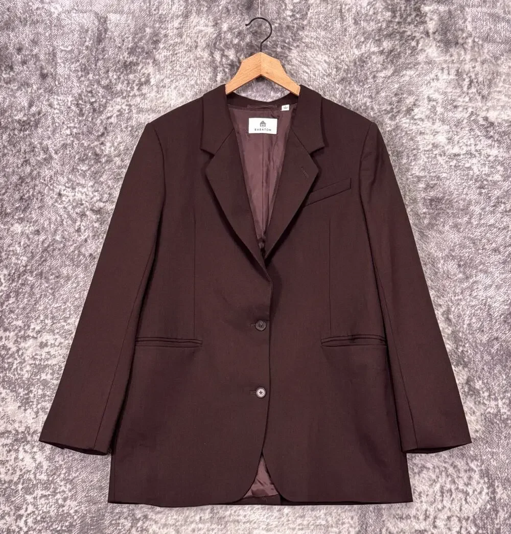 Aritzia Agency Blazer Large Womens Babaton Wool Twill Oversized Chocolate Brown